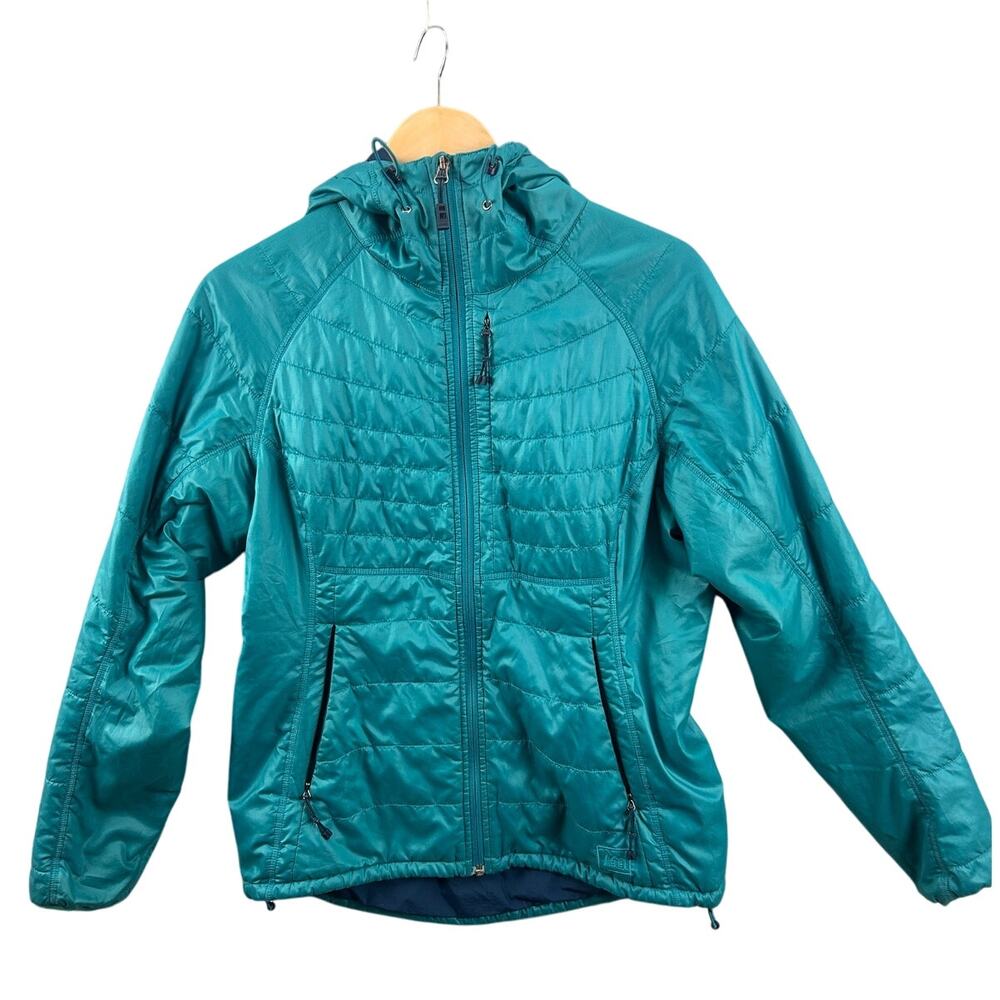 REI Women’s Hooded Insulated Jacket Teal Medium Pertex Quantum Eco